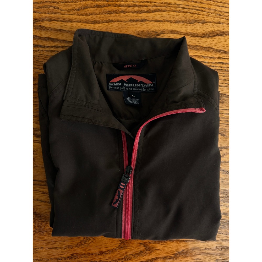 Sun Mountain Aero SS Golf Jacket Men's Brown Medium Lightweight Full Zip‎